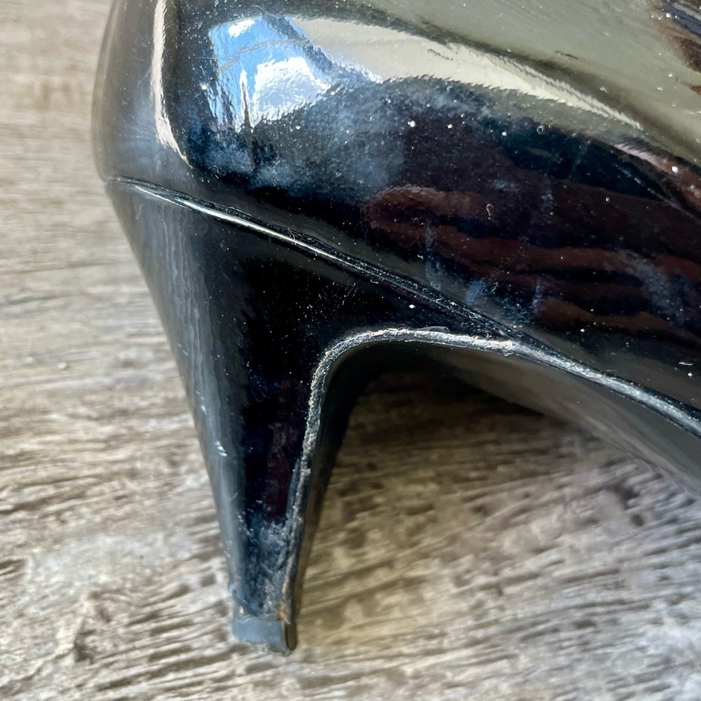 Yves Saint Laurent YSL Black Italian Patent Leather Bow Kitten Heel Size 40 - Picture 14 of 14